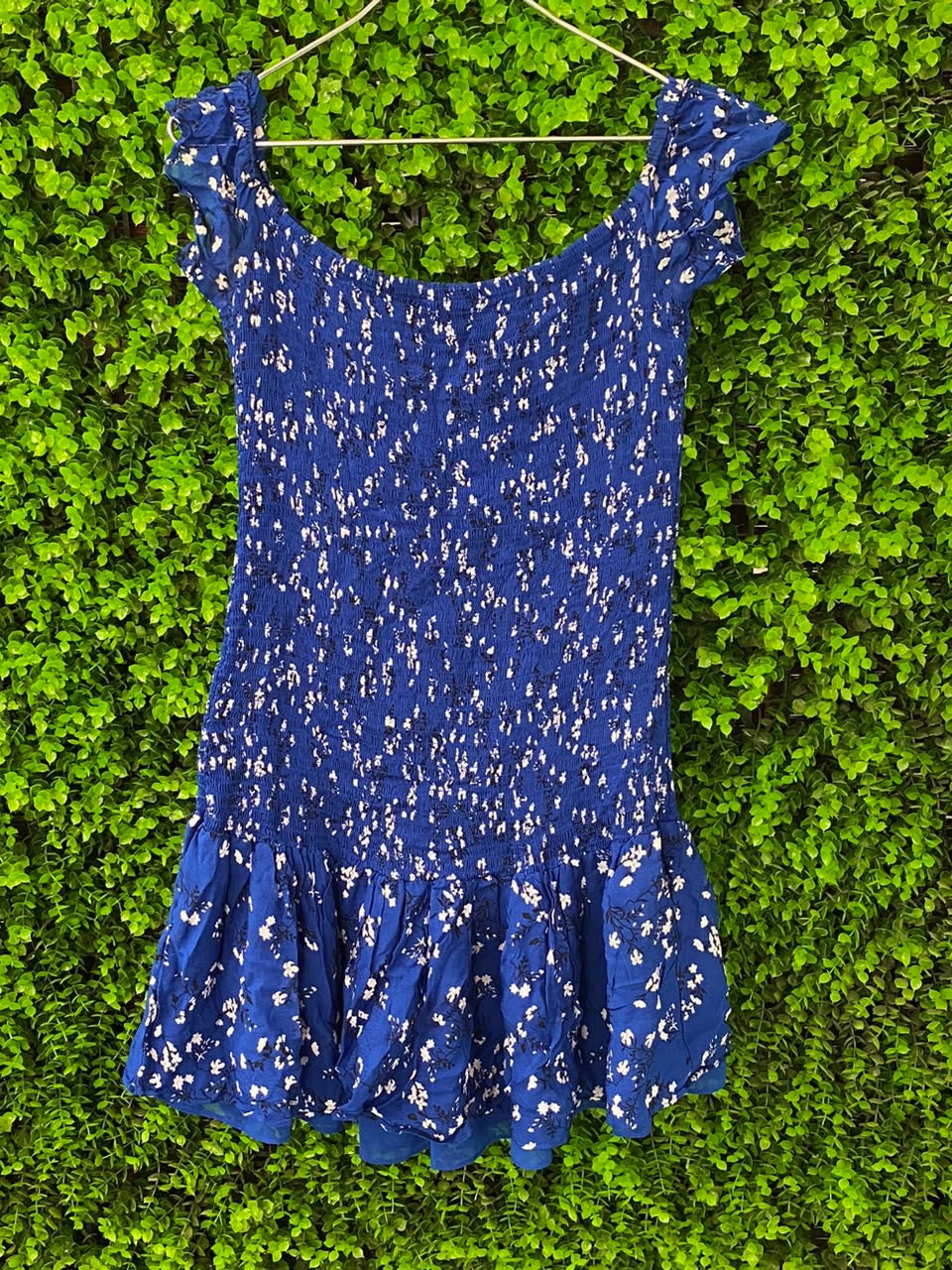 Zara Cobalt Printed Drop-Waist Dress