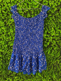 Zara Cobalt Printed Drop-Waist Dress