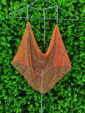 Orange Mesh Chain Strap Top