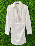Zara White Longline Wrap Shirt Dress