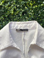 Zara White Longline Wrap Shirt Dress