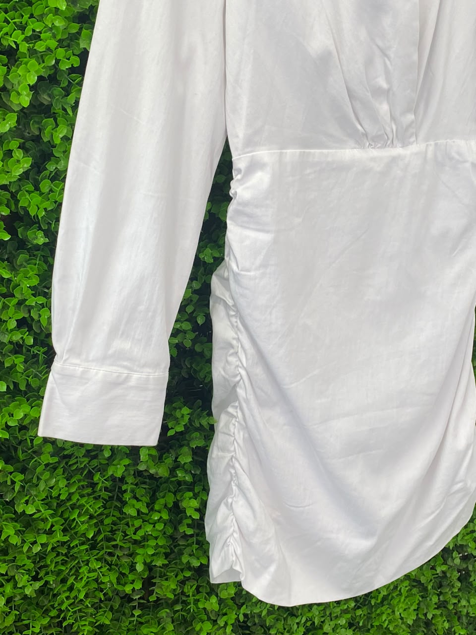 Zara White Longline Wrap Shirt Dress