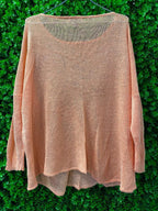 Mango Peach Open-Knit Top