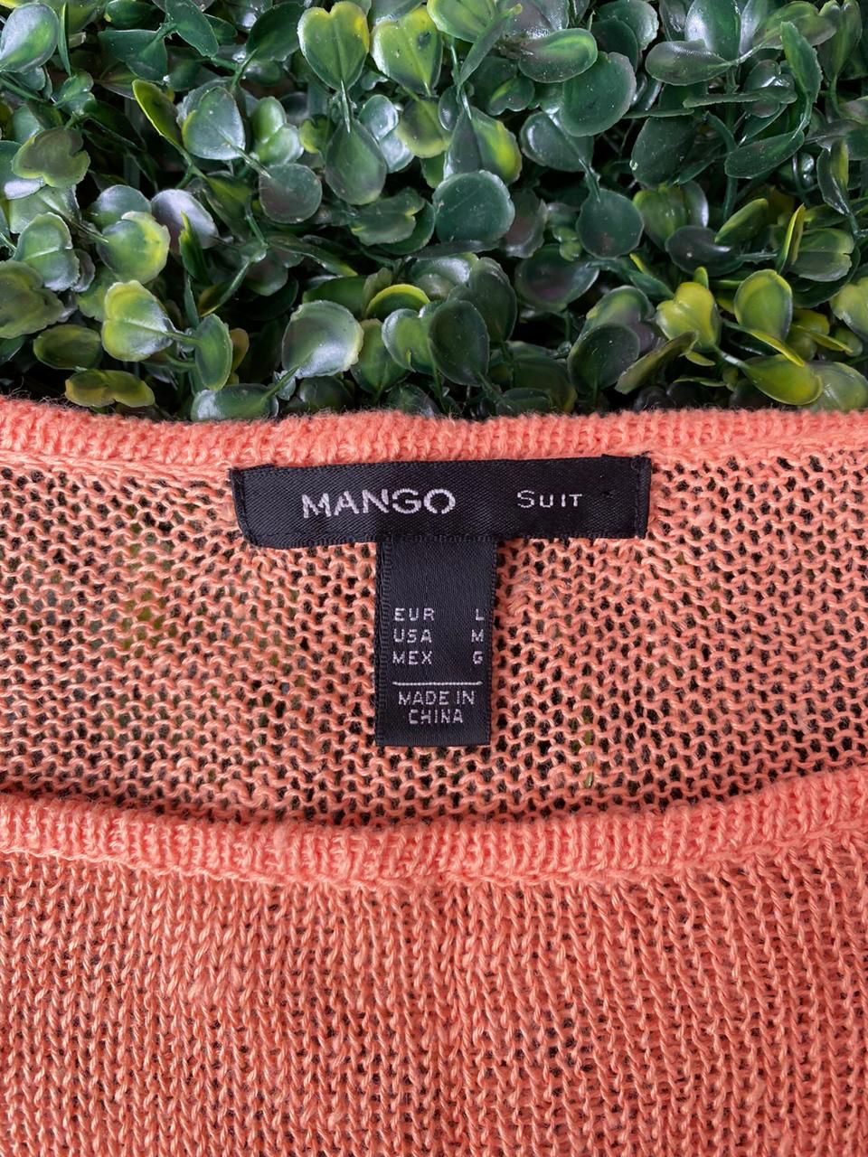 Mango Peach Open-Knit Top