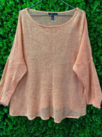 Mango Peach Open-Knit Top