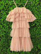 X&O Nude Tiered Ruffle Midi Dress