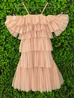 X&O Nude Tiered Ruffle Midi Dress