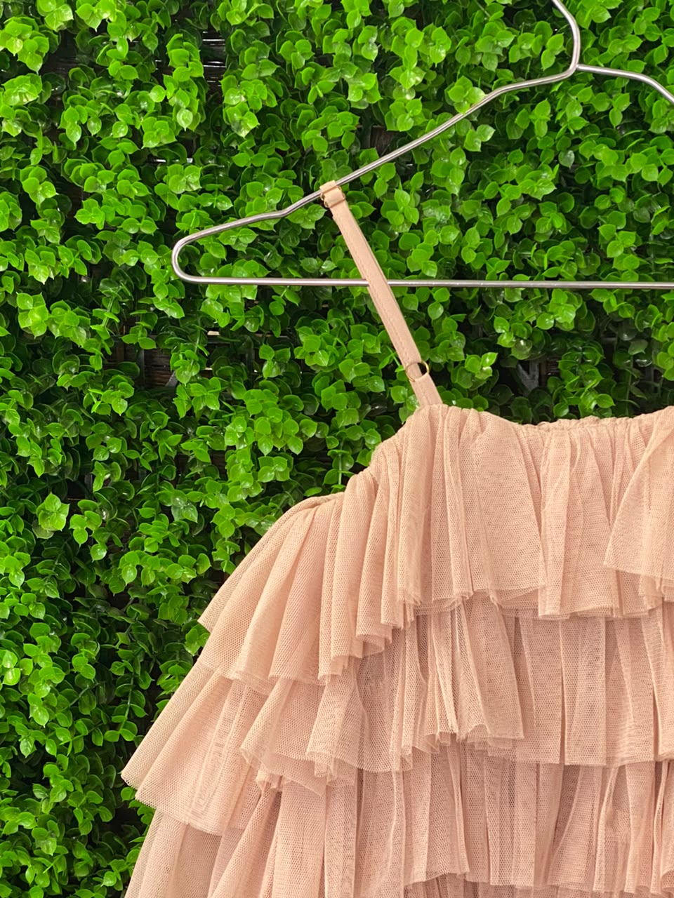 X&O Nude Tiered Ruffle Midi Dress