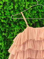 X&O Nude Tiered Ruffle Midi Dress
