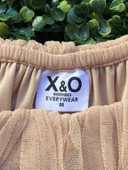 X&O Nude Tiered Ruffle Midi Dress