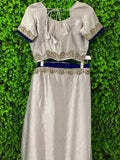 Ivory & Cobalt Embellished Two-Piece Skirt Set
