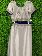 Ivory & Cobalt Embellished Two-Piece Skirt Set