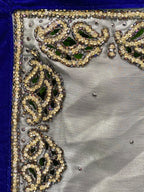 Ivory & Cobalt Embellished Two-Piece Skirt Set