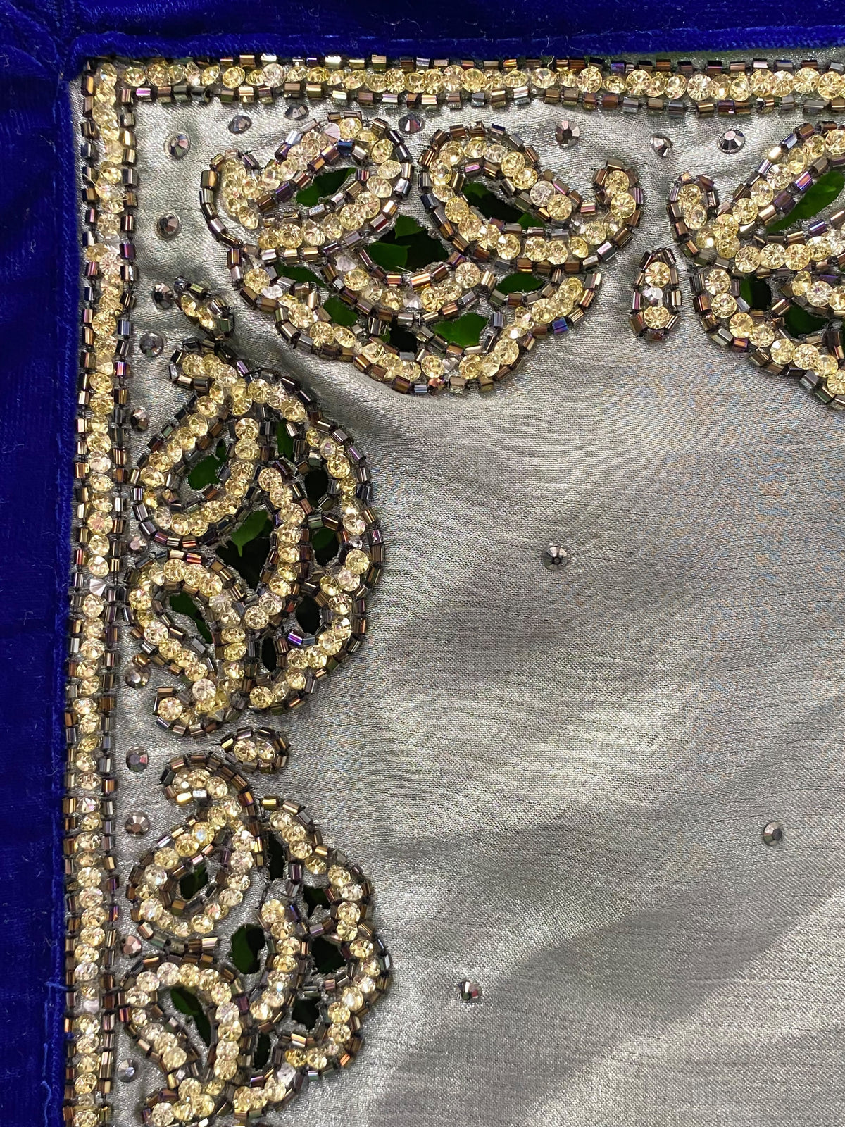 Ivory & Cobalt Embellished Two-Piece Skirt Set