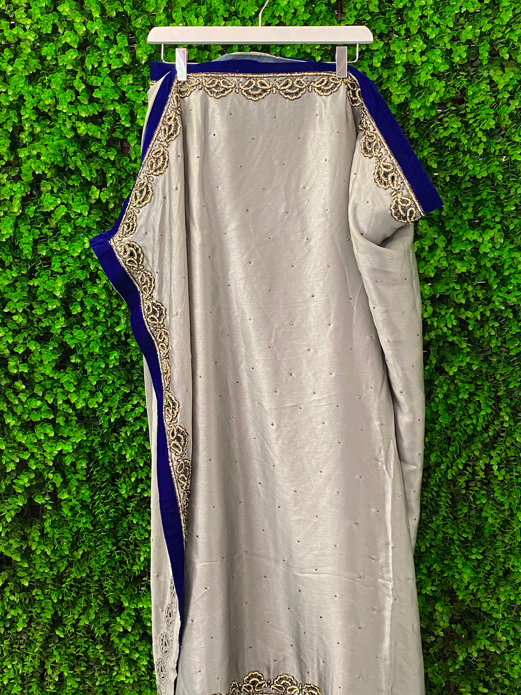 Ivory & Cobalt Embellished Two-Piece Skirt Set
