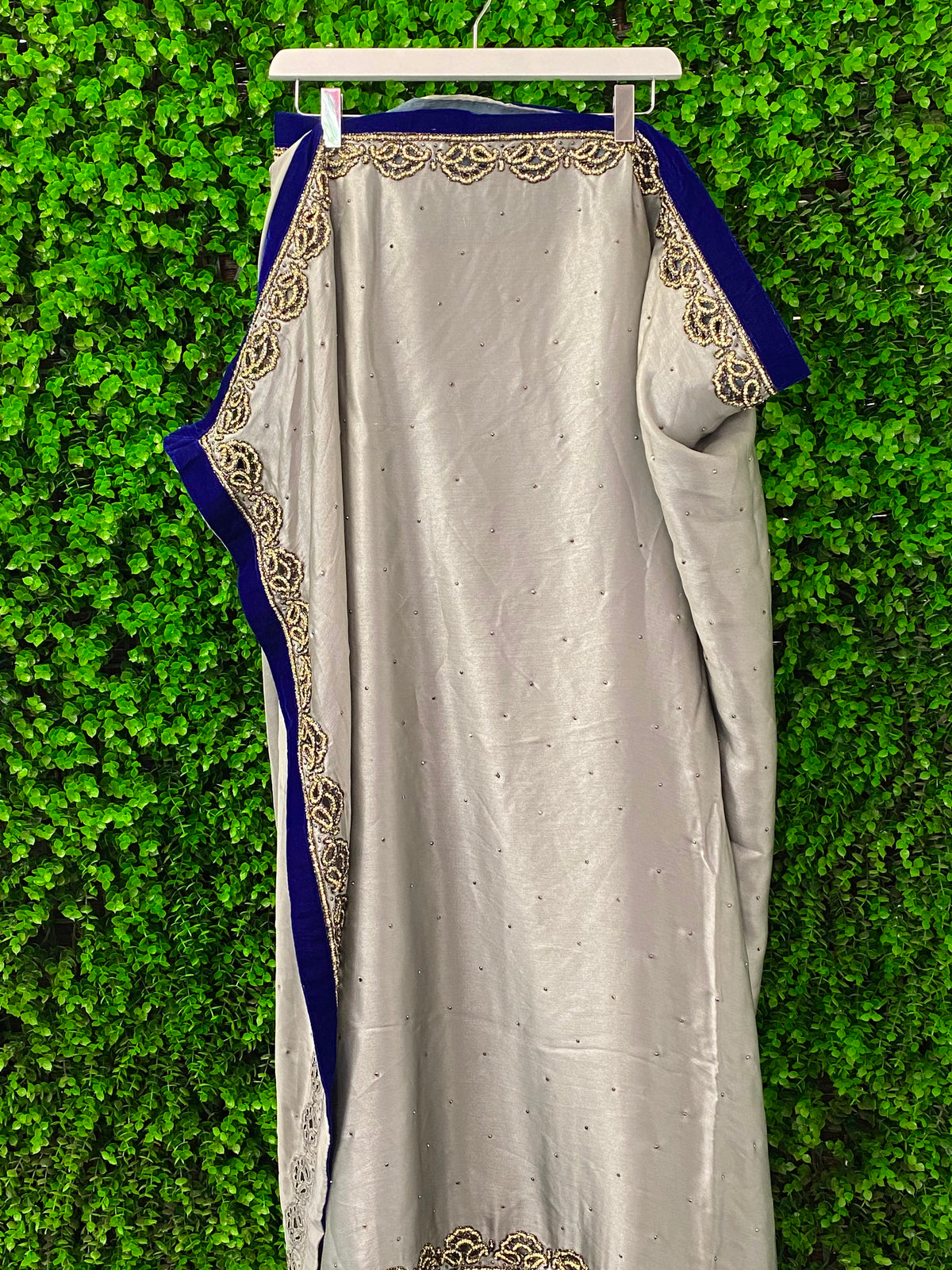 Ivory & Cobalt Embellished Two-Piece Skirt Set