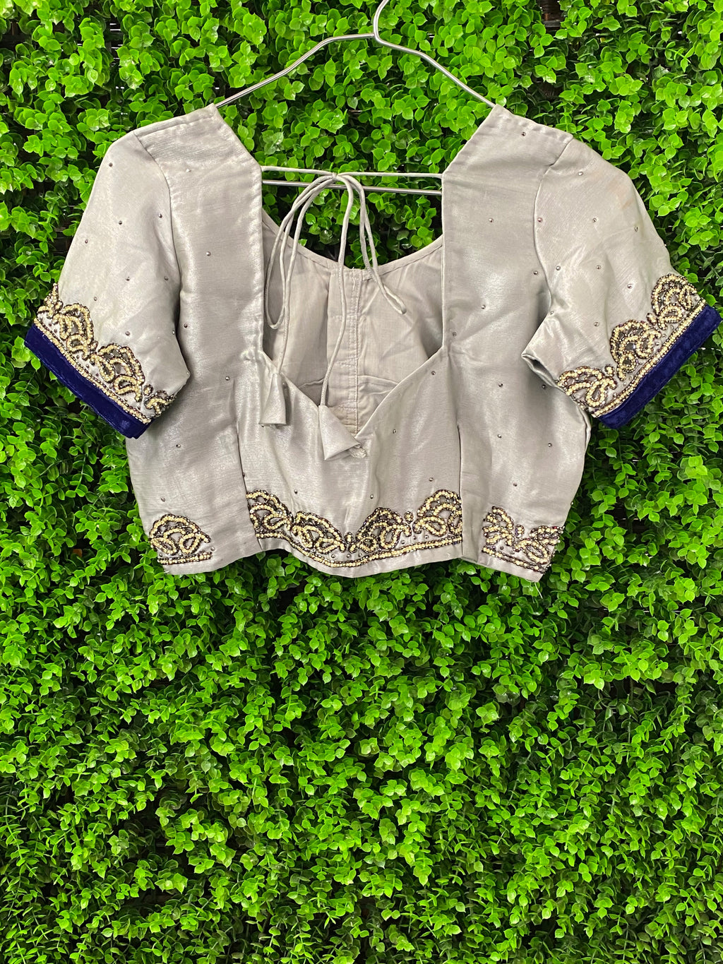 Ivory & Cobalt Embellished Two-Piece Skirt Set