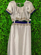 Ivory & Cobalt Embellished Two-Piece Skirt Set