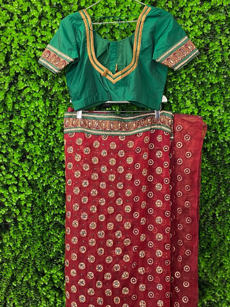 Emerald & Ruby Border-Print Two-Piece Set