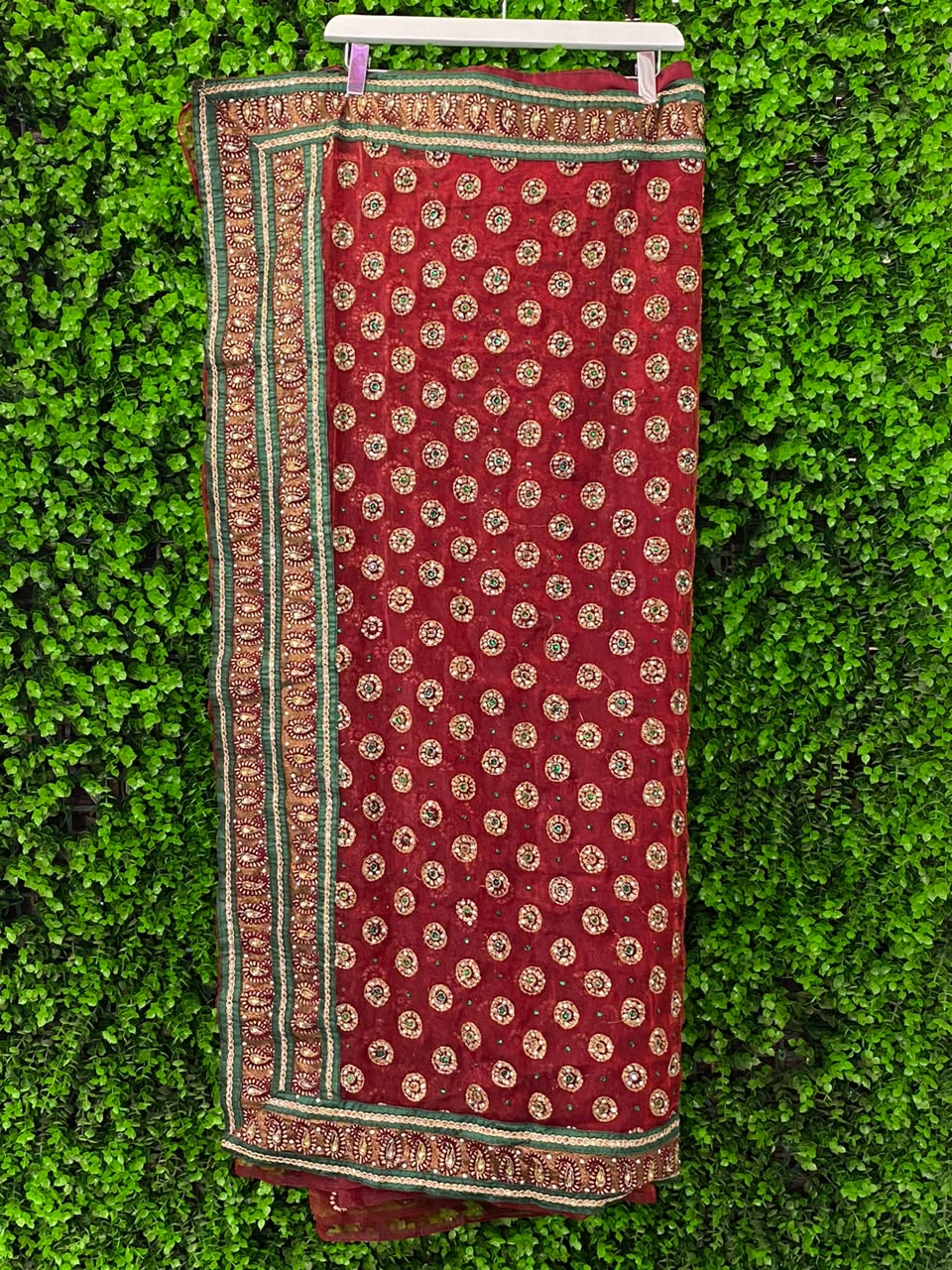 Emerald & Ruby Border-Print Two-Piece Set