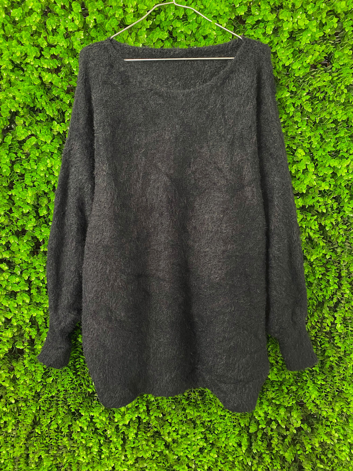 Charcoal Oversized Fuzzy Knit Sweater