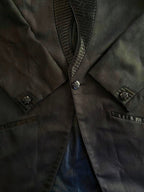 Black Satin-Lapel Tailored Blazer