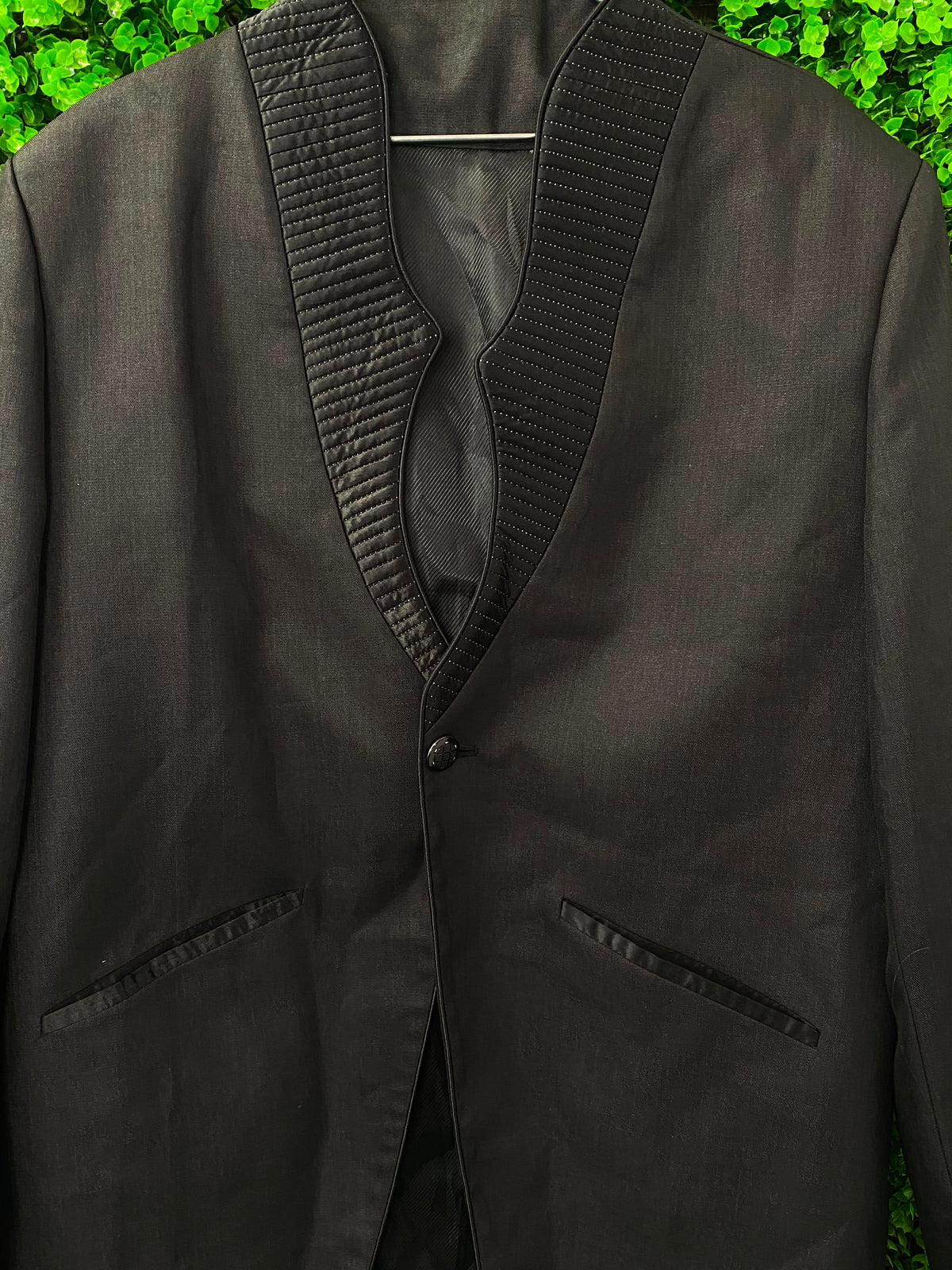 Black Satin-Lapel Tailored Blazer