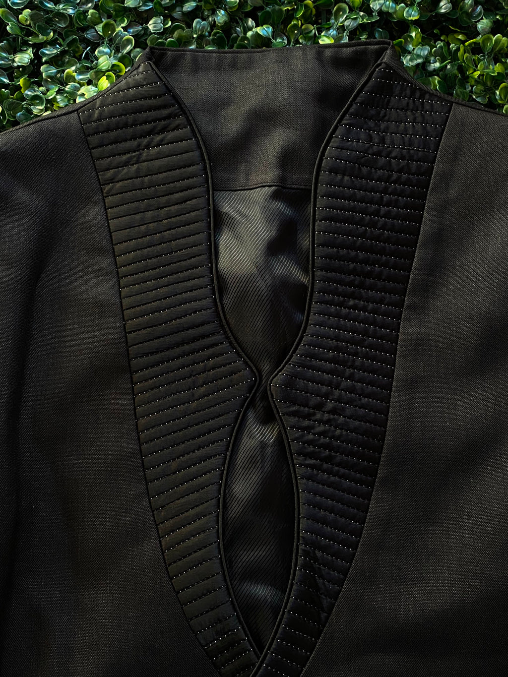 Black Satin-Lapel Tailored Blazer