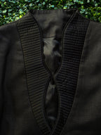 Black Satin-Lapel Tailored Blazer