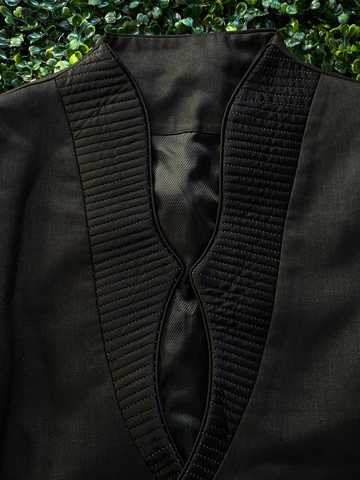 Black Satin-Lapel Tailored Blazer