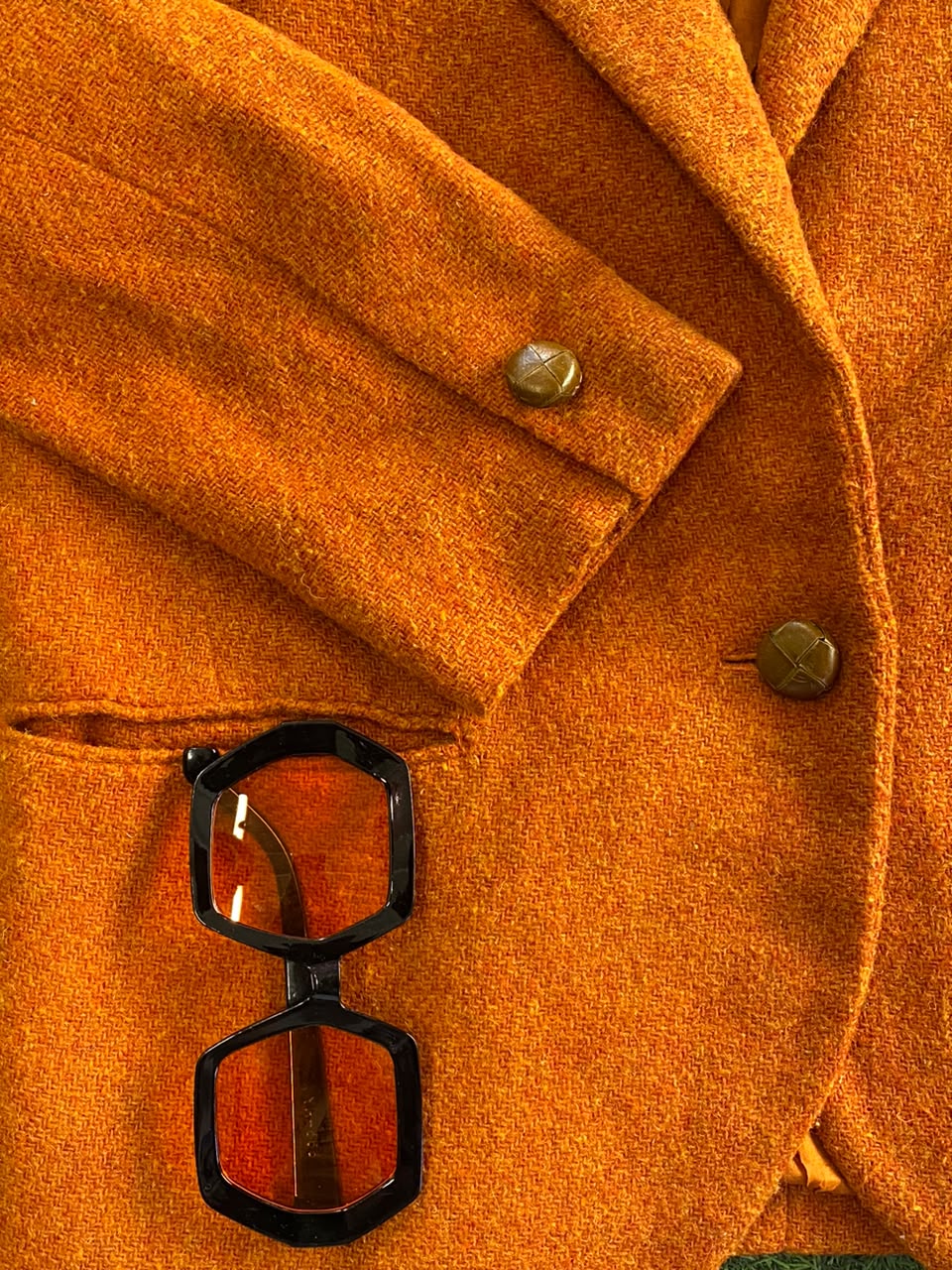 Burnt Orange Textured Tailored Blazer