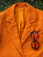 Burnt Orange Textured Tailored Blazer