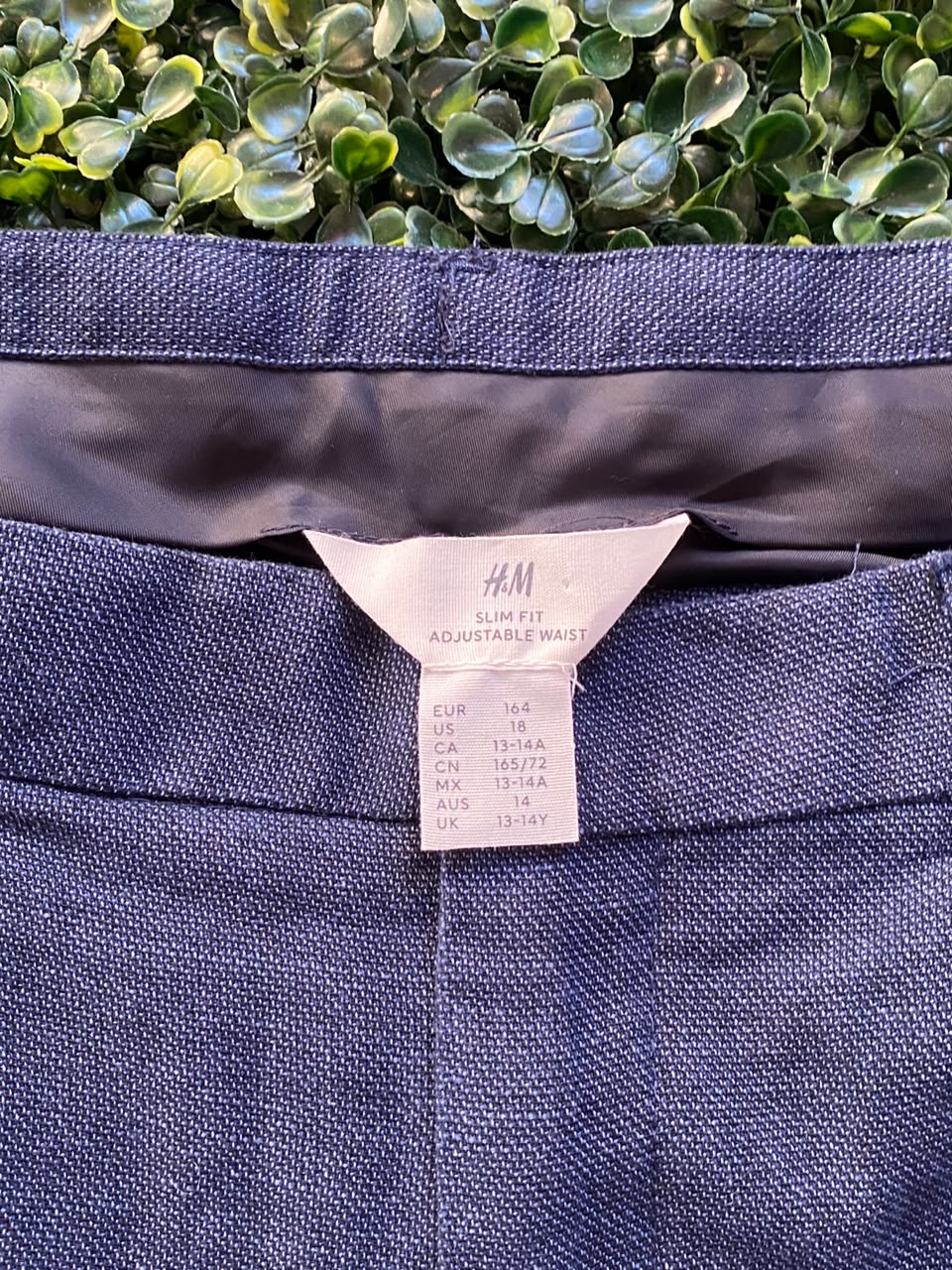 H&M Navy Cotton-Linen Slim Trousers – Teen 164