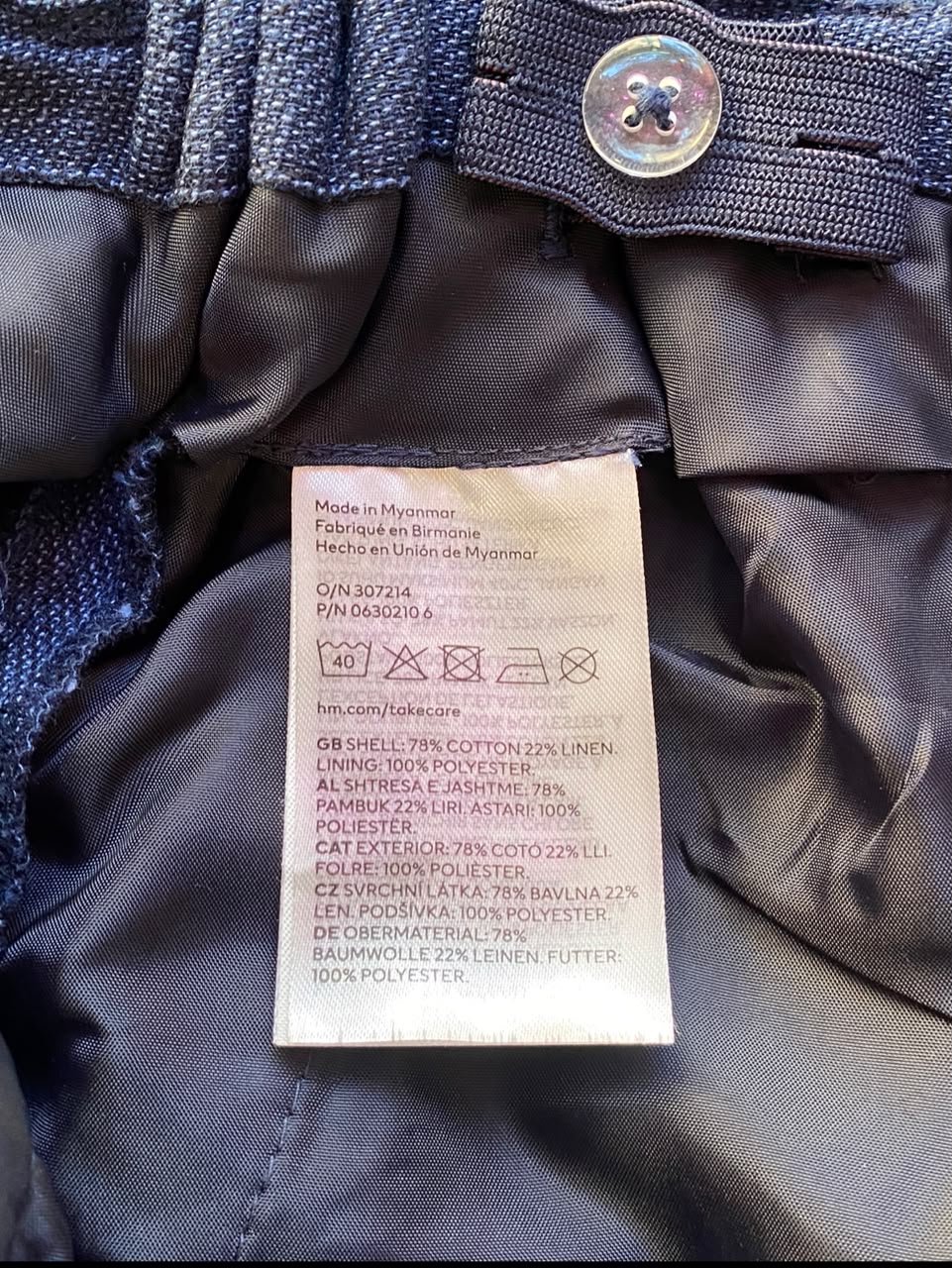 H&M Navy Cotton-Linen Slim Trousers – Teen 164