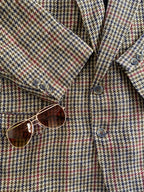 Canda Brown Heritage Check Double-Breasted Blazer
