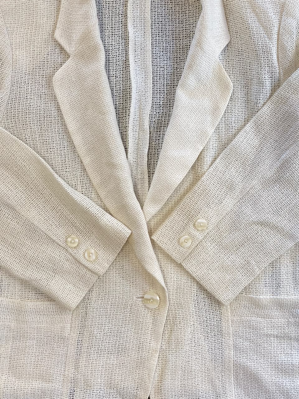 Lui Chantant Ivory Linen-Blend Lightweight Knit Blazer