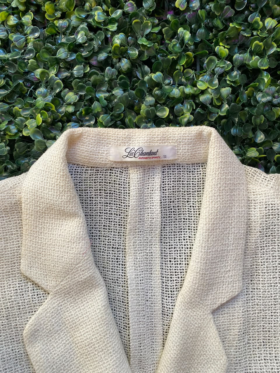 Lui Chantant Ivory Linen-Blend Lightweight Knit Blazer