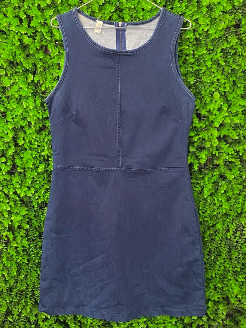 News Denim Navy Stretch-Cotton Sleeveless Shift Dress