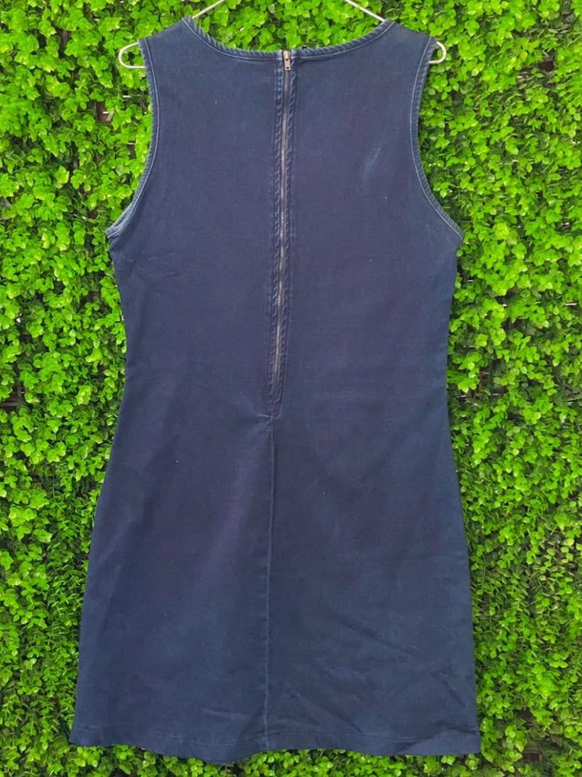 News Denim Navy Stretch-Cotton Sleeveless Shift Dress