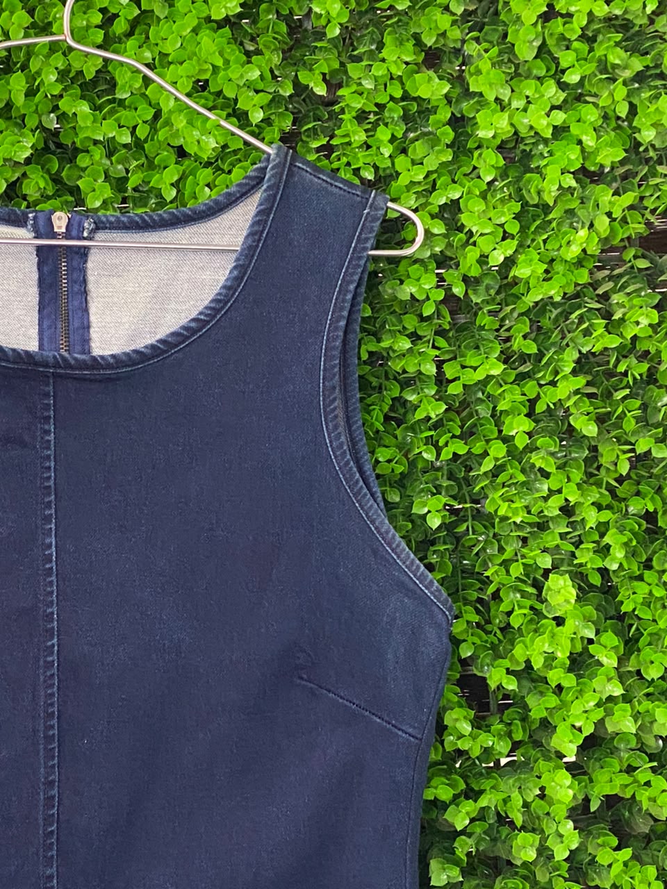 News Denim Navy Stretch-Cotton Sleeveless Shift Dress