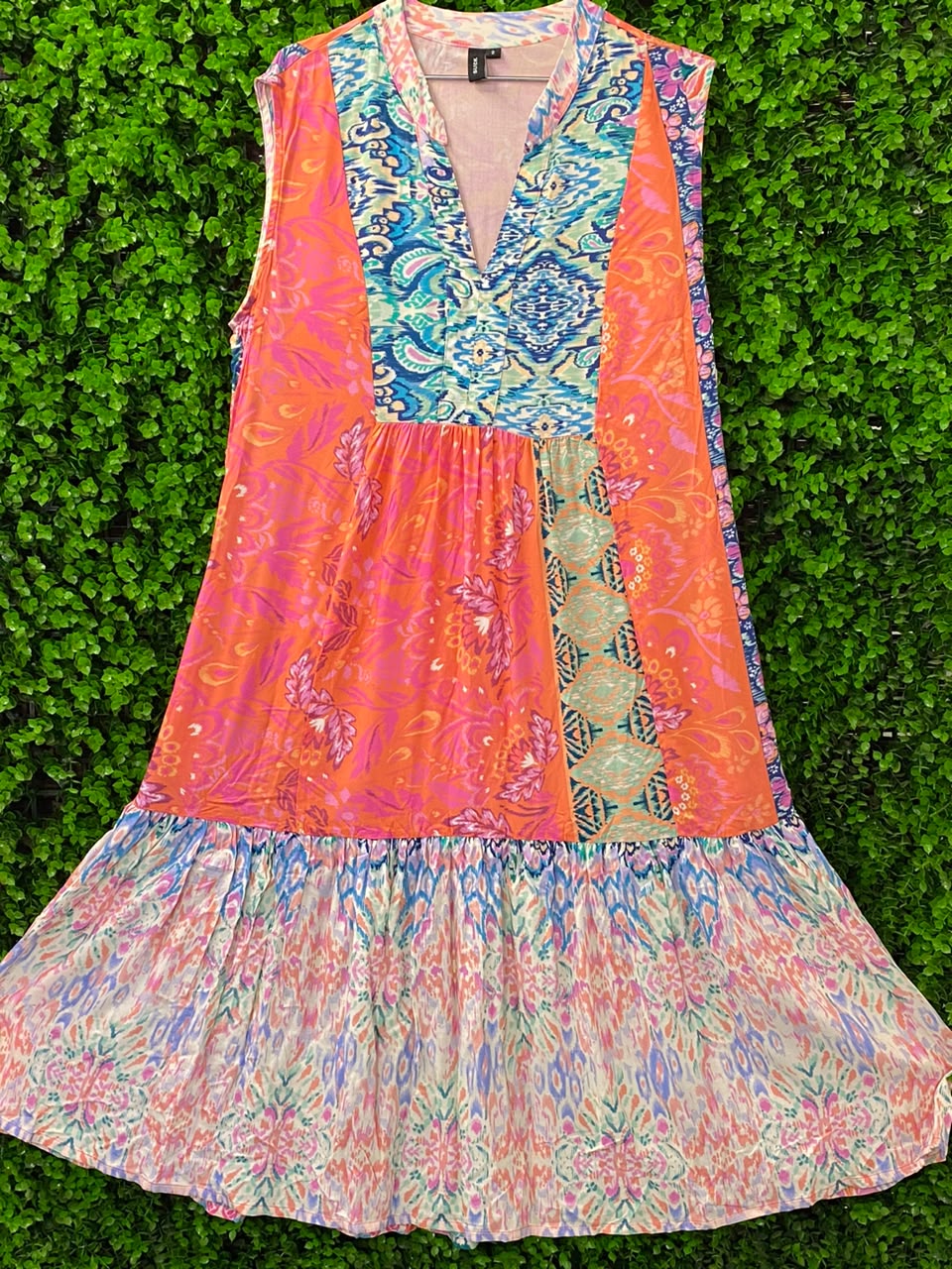 EcoVero Coral & Teal Paisley Panel Tunic Dress