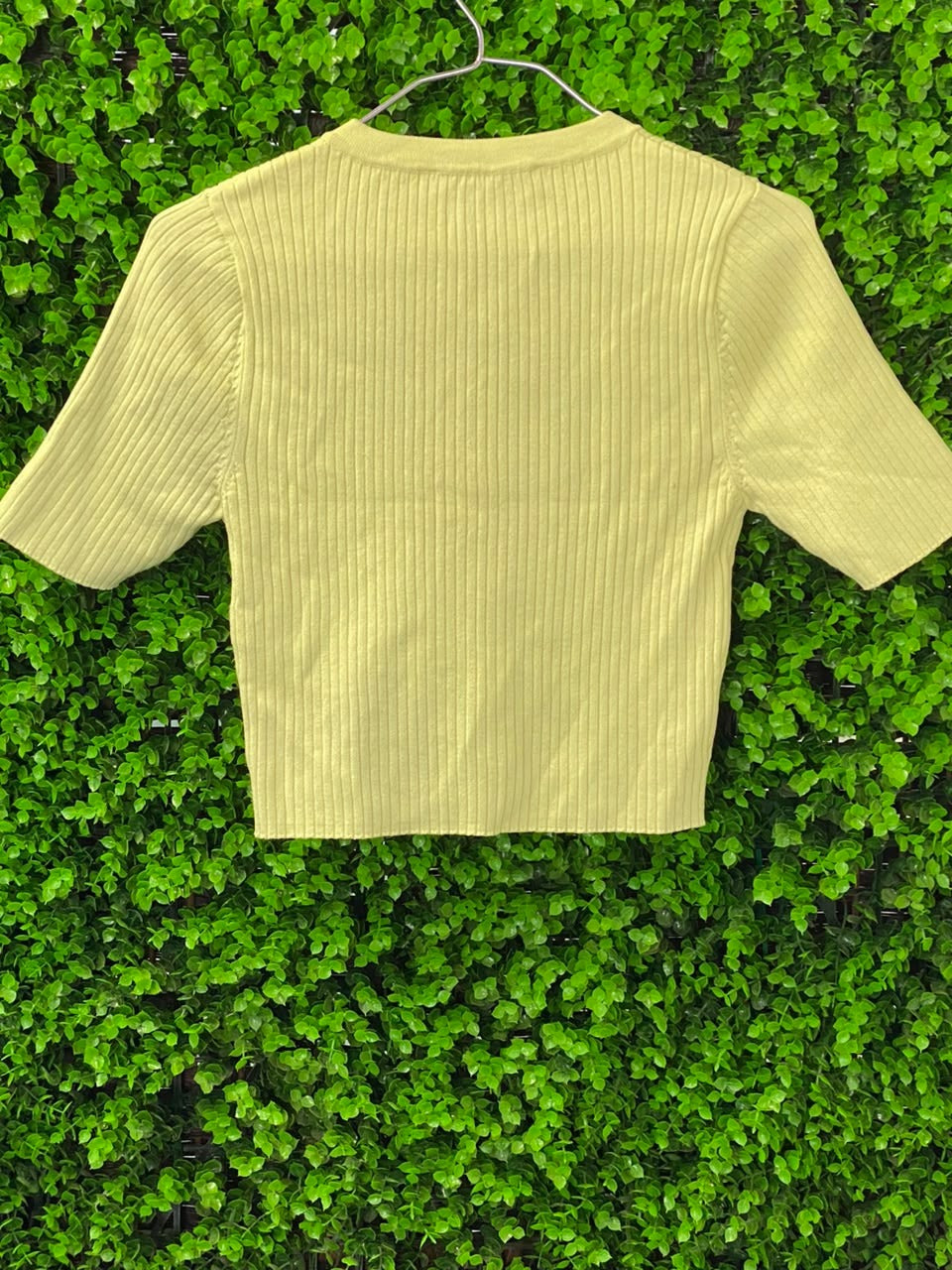 Zara Pale Yellow Viscose-Blend Ribbed Short-Sleeve Cardigan