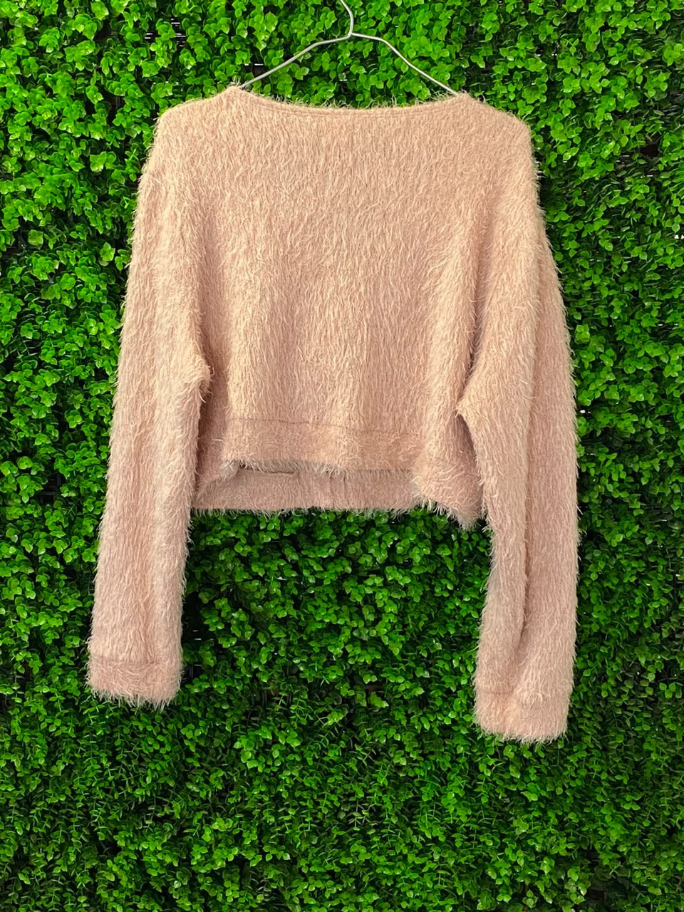 X&O Peach Fuzzy Button Cardigan