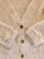 X&O Peach Fuzzy Button Cardigan