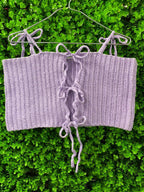 Lilac Crochet Tie-Shoulder Crop Top