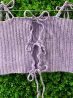 Lilac Crochet Tie-Shoulder Crop Top