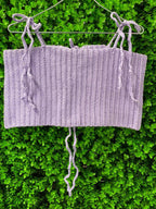 Lilac Crochet Tie-Shoulder Crop Top