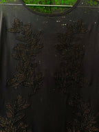 Black Tonal Embellished Long-Sleeve Dress