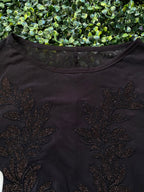 Black Tonal Embellished Long-Sleeve Dress