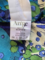 Ange Blue & Green 100% Cotton Abstract Floral Blouse